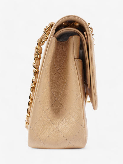 Chanel Classic Double Flap Beige Caviar Leather Jumbo