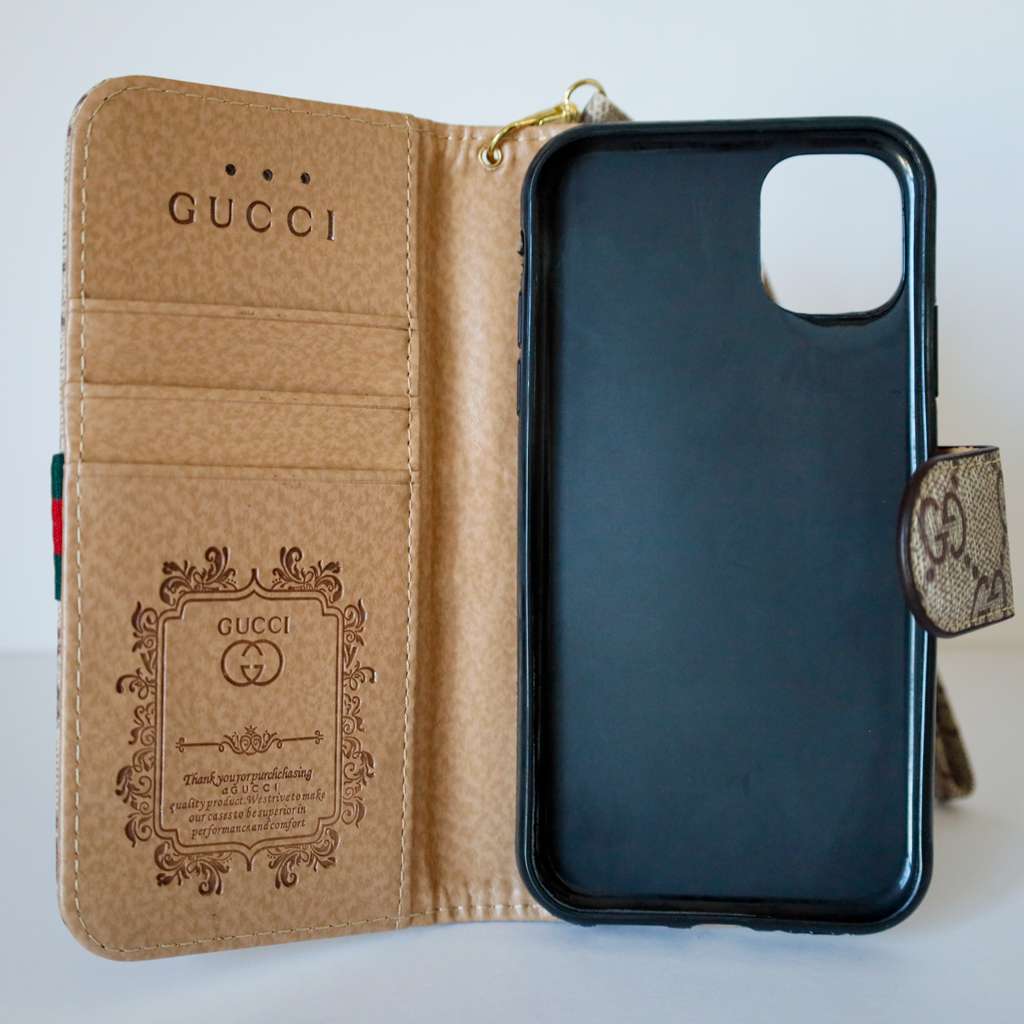 Gucci Wallet iPhone Case Beige Leather