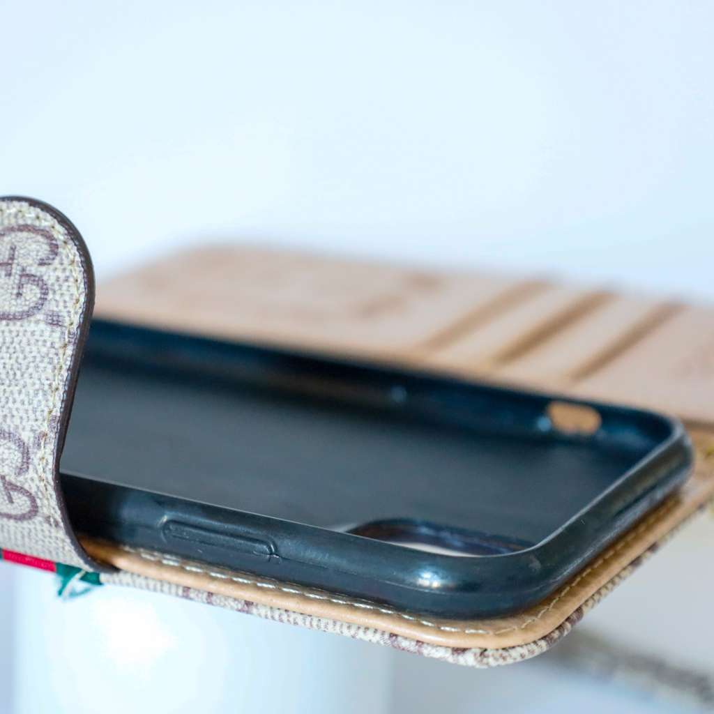 Gucci Wallet iPhone Case Beige Leather
