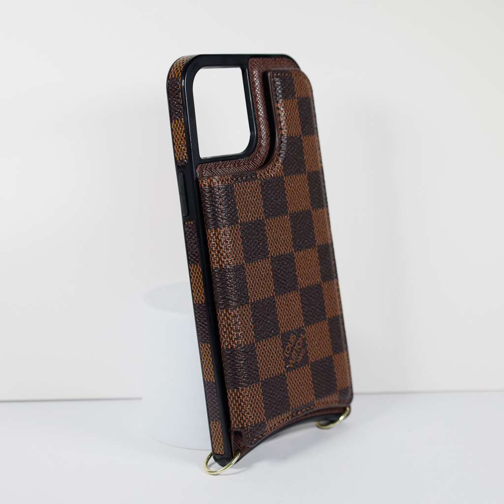Crossbody Phone Case Designer Checkered Leather for iPhone