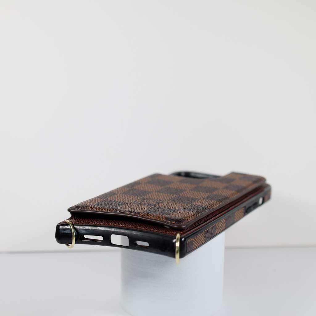 Crossbody Phone Case Designer Checkered Leather for iPhone