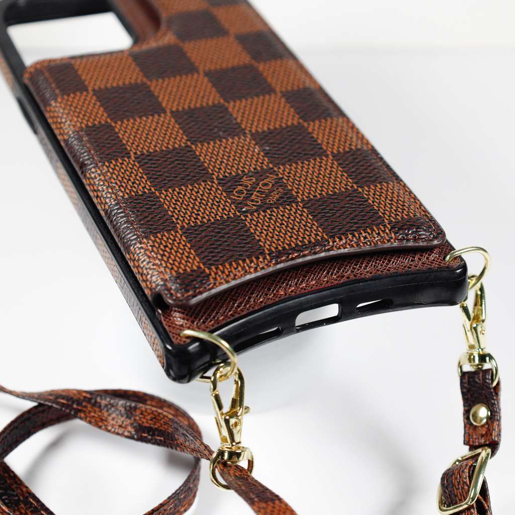 Crossbody Phone Case Designer Checkered Leather for iPhone