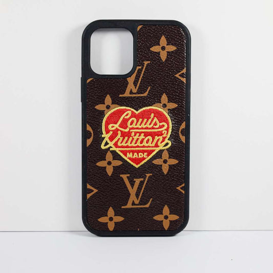 LV Phone Case Embroidery 3D Heart For iPhone