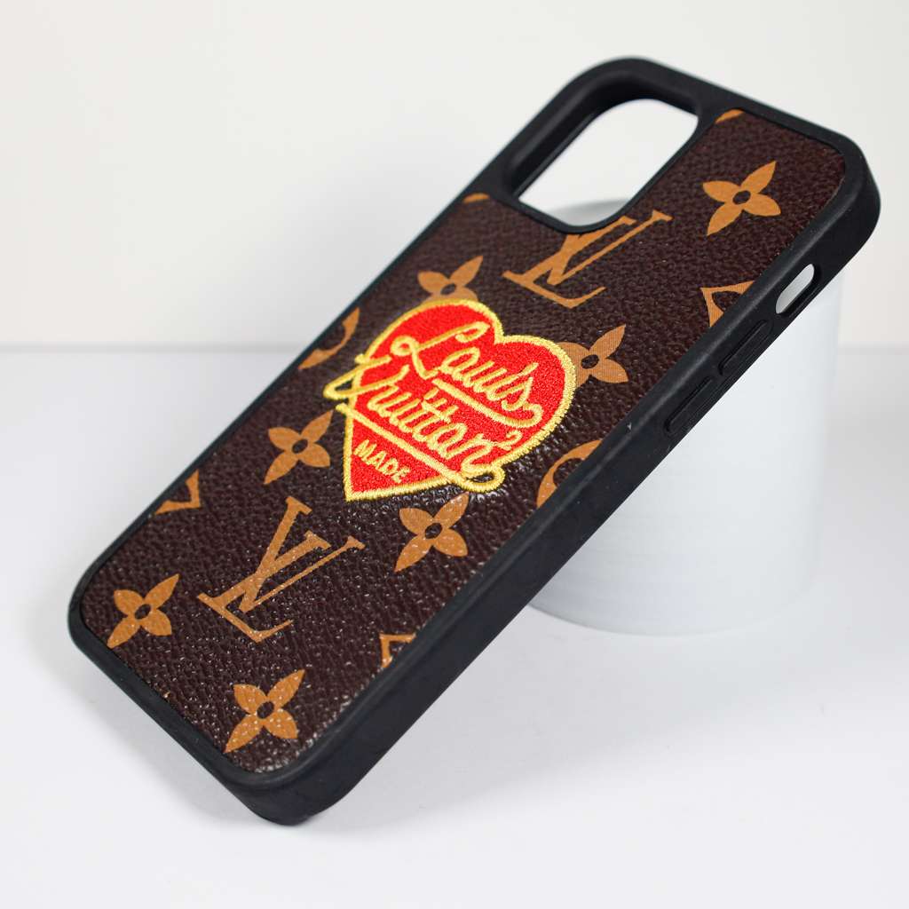 LV Phone Case Embroidery 3D Heart For iPhone
