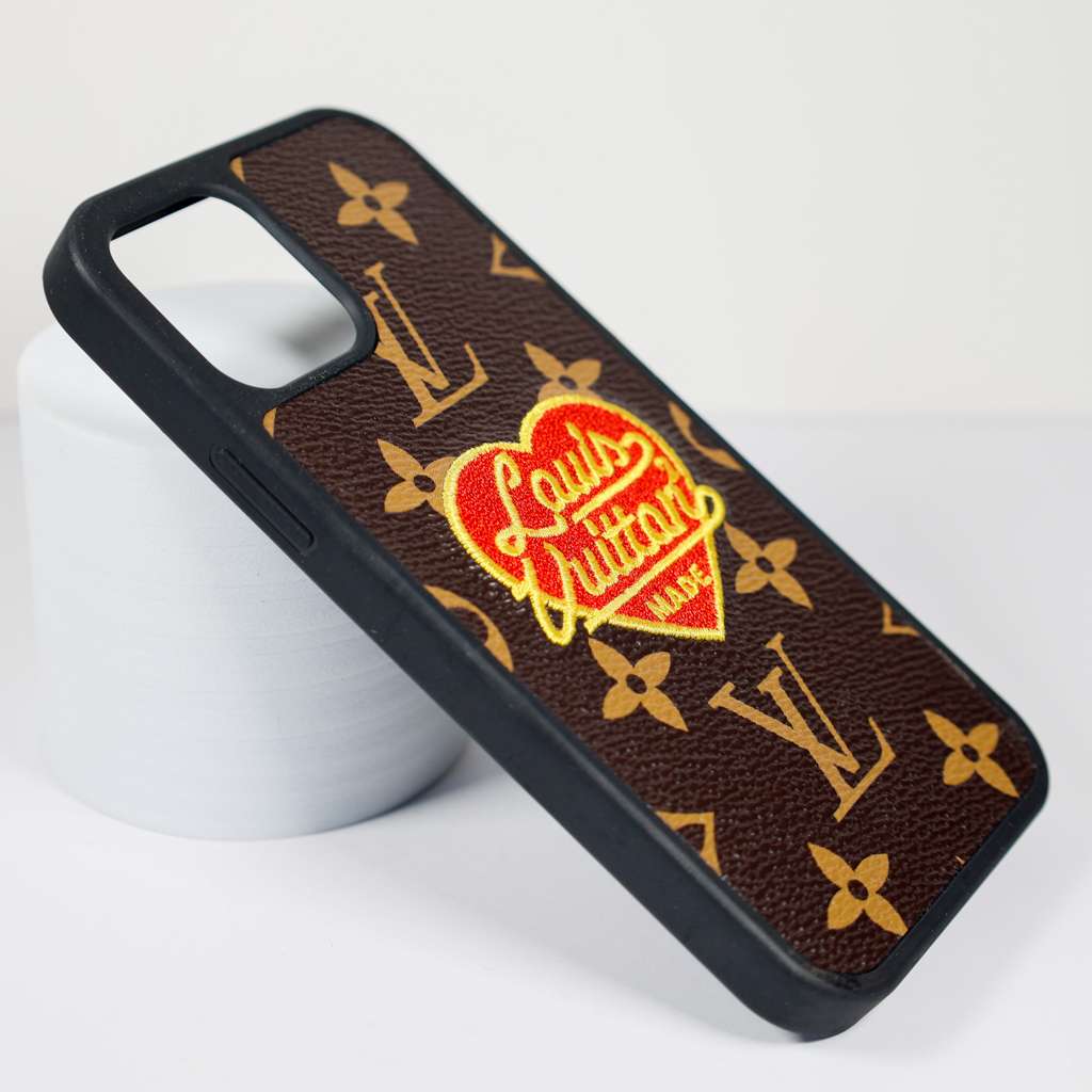 LV Phone Case Embroidery 3D Heart For iPhone