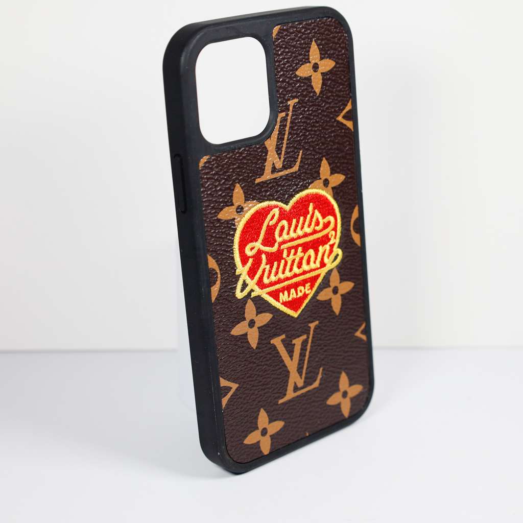 LV Phone Case Embroidery 3D Heart For iPhone