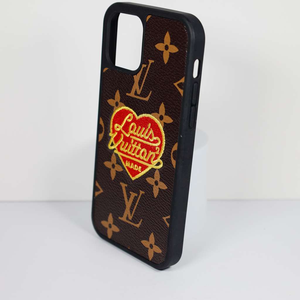 LV Phone Case Embroidery 3D Heart For iPhone