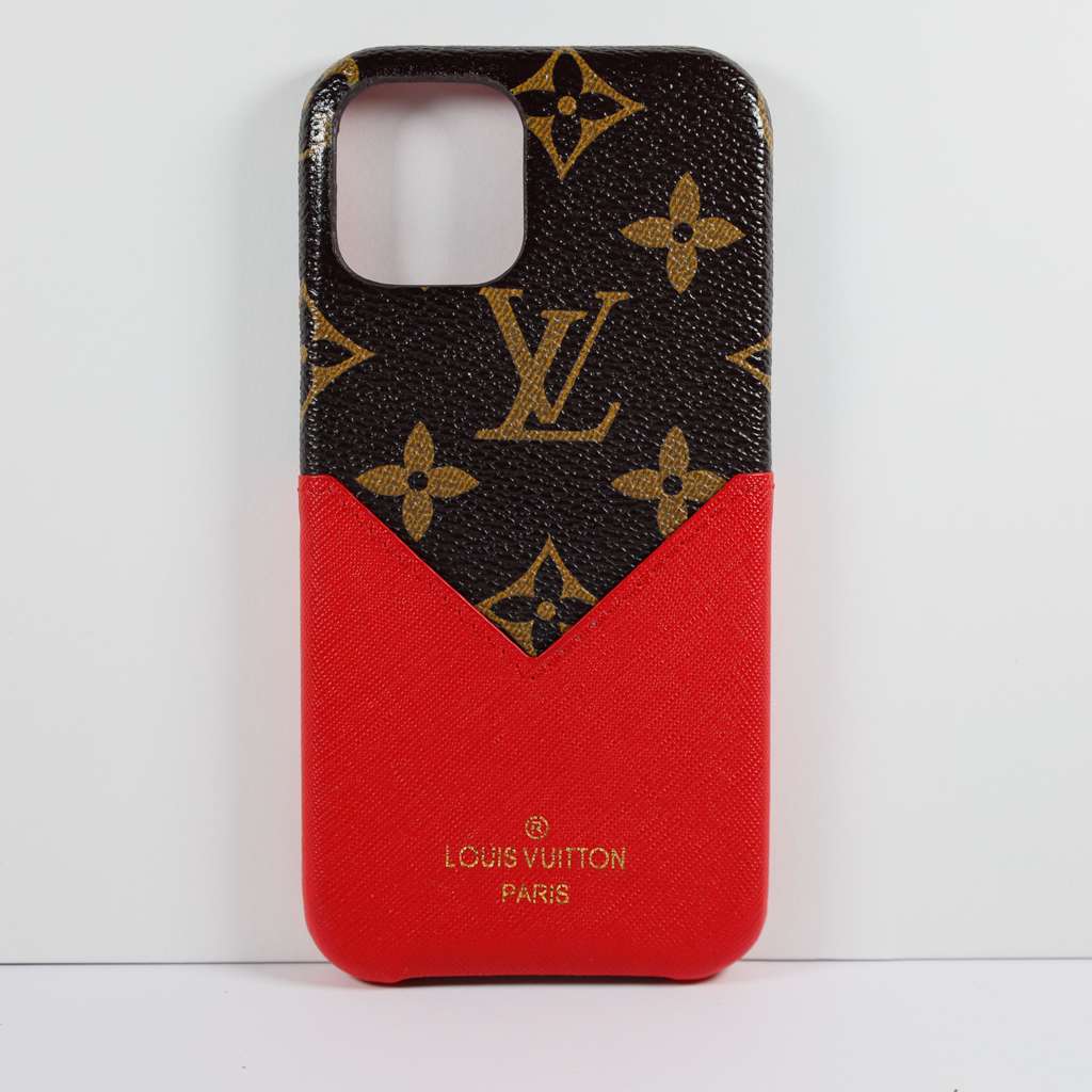 LV Phone Case Card Holder Red for iPhone X16 Pro Max Plus