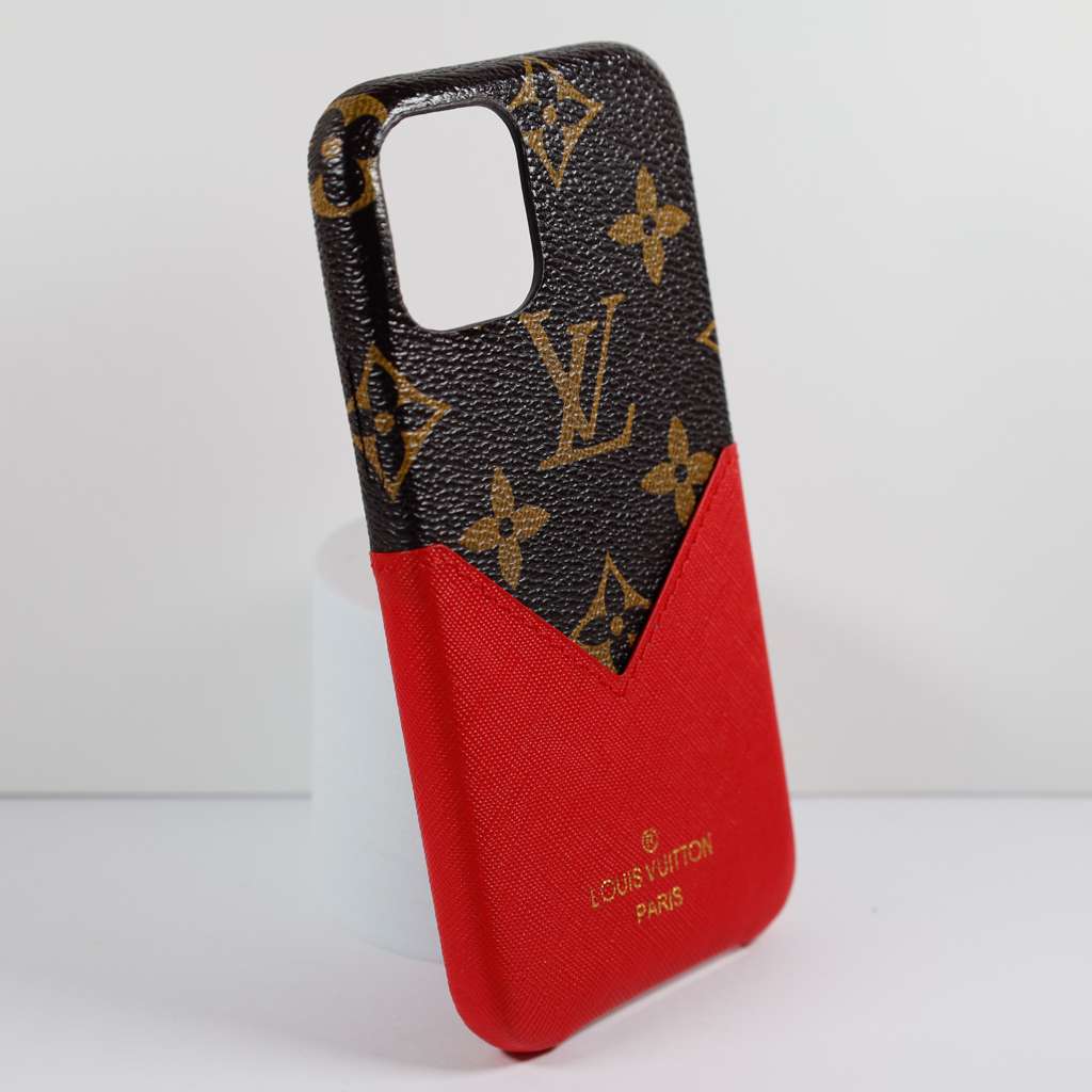 LV Phone Case Card Holder Red for iPhone X16 Pro Max Plus