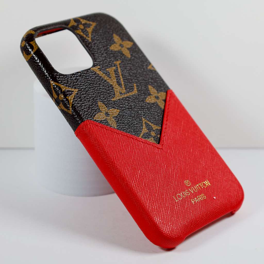 LV Phone Case Card Holder Red for iPhone X16 Pro Max Plus