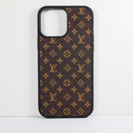 LV Monogrammed Leather iPhone Case Brown Pattern