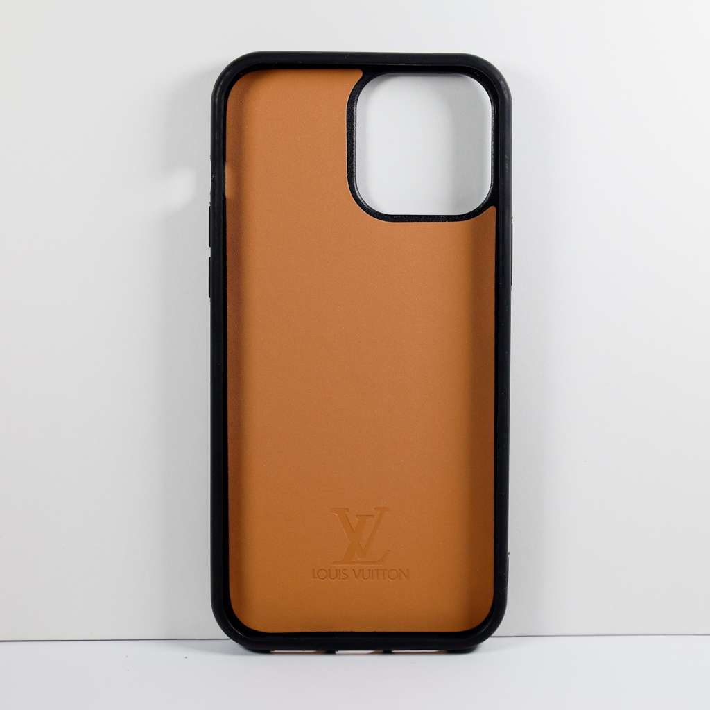 LV Monogrammed Leather iPhone Case Brown Pattern