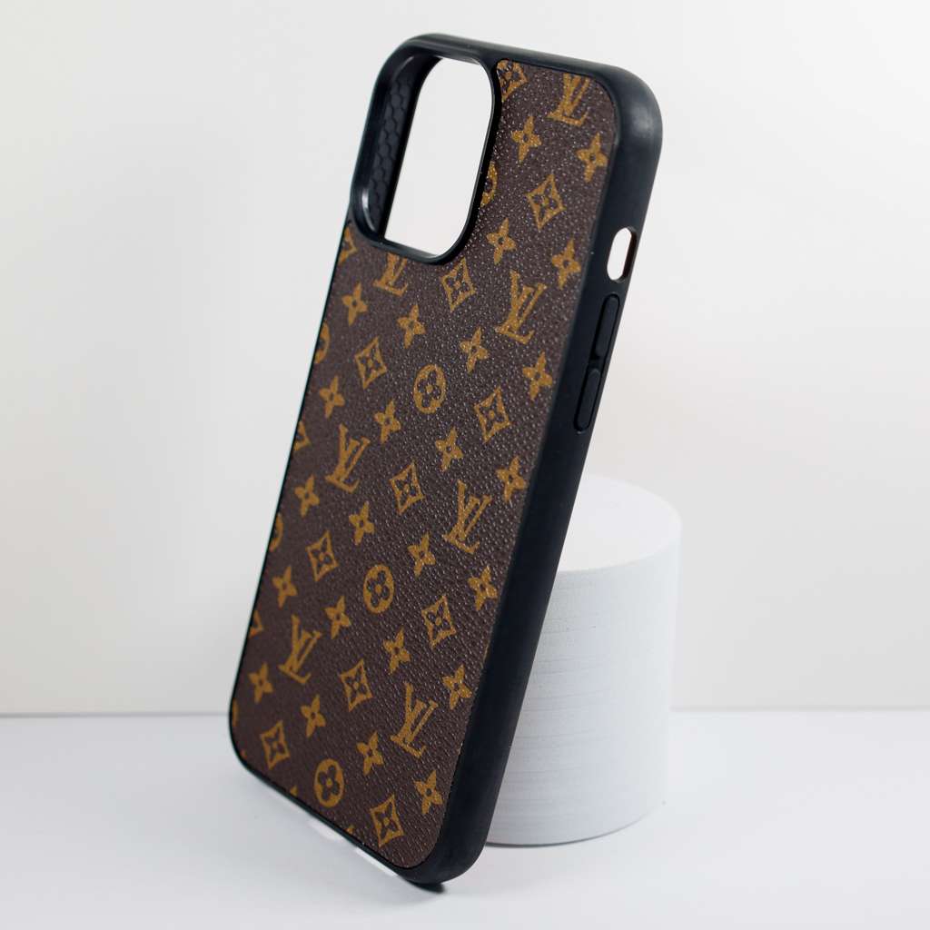 LV Monogrammed Leather iPhone Case Brown Pattern