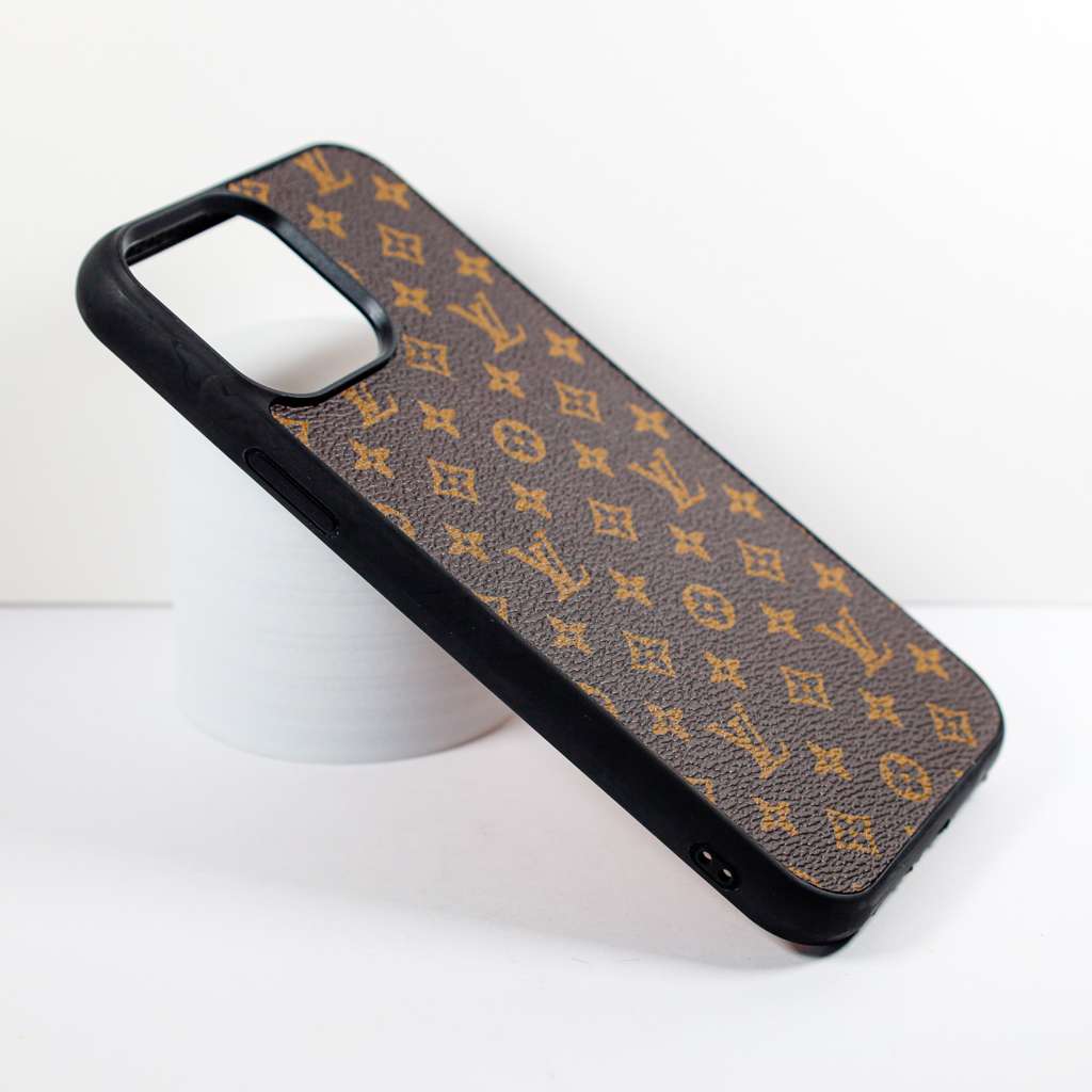 LV Monogrammed Leather iPhone Case Brown Pattern