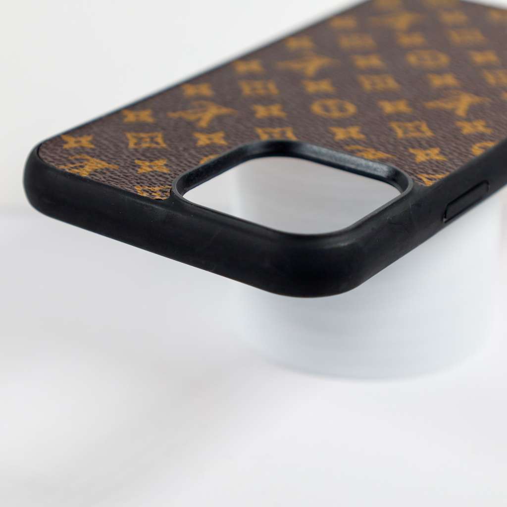 LV Monogrammed Leather iPhone Case Brown Pattern