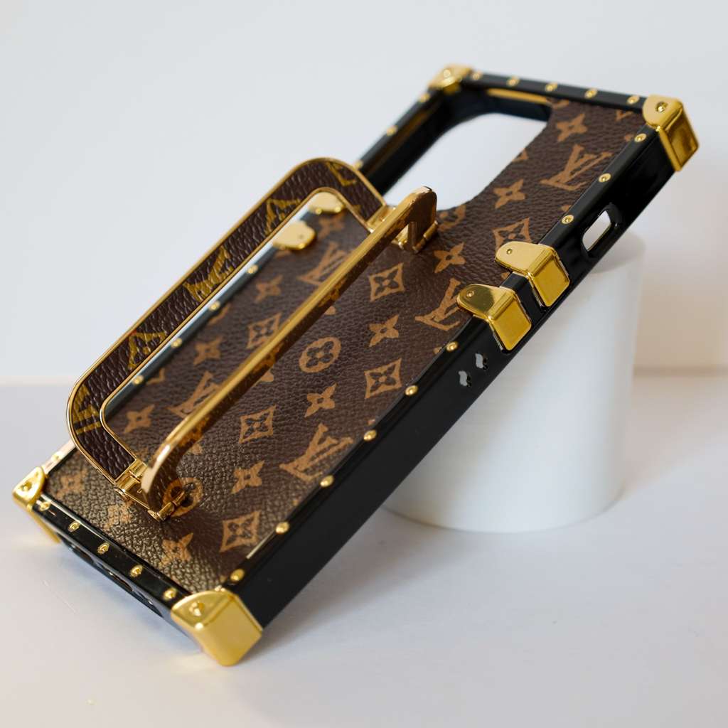 LV Trunk iPhone Case 11 12 13 14 Pro Max Plus with Kickstand