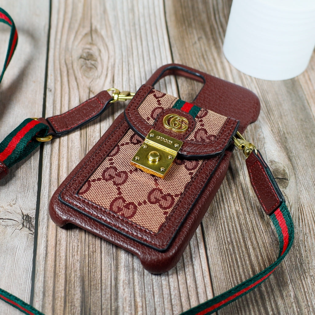 Gucci Design iPhone Case Crossbody Style 1115 Pro Max Plus