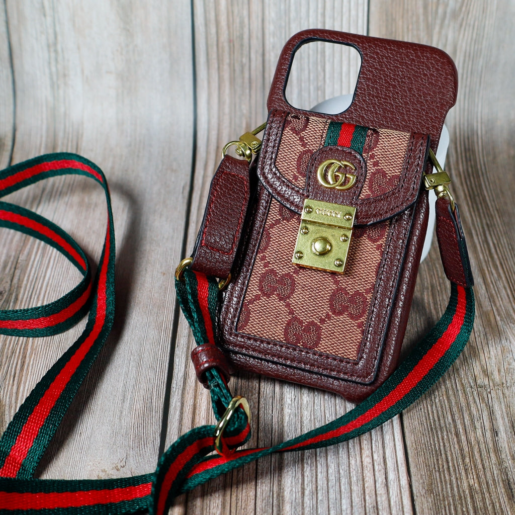 Gucci Design iPhone Case Crossbody Style 1115 Pro Max Plus