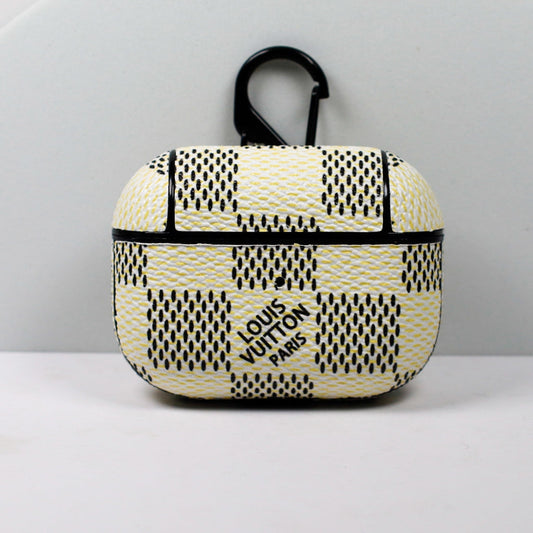 Designer AirPods 23Pro Case White Checkered