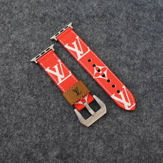 Designer Band Apple Watch Series Red Monogram