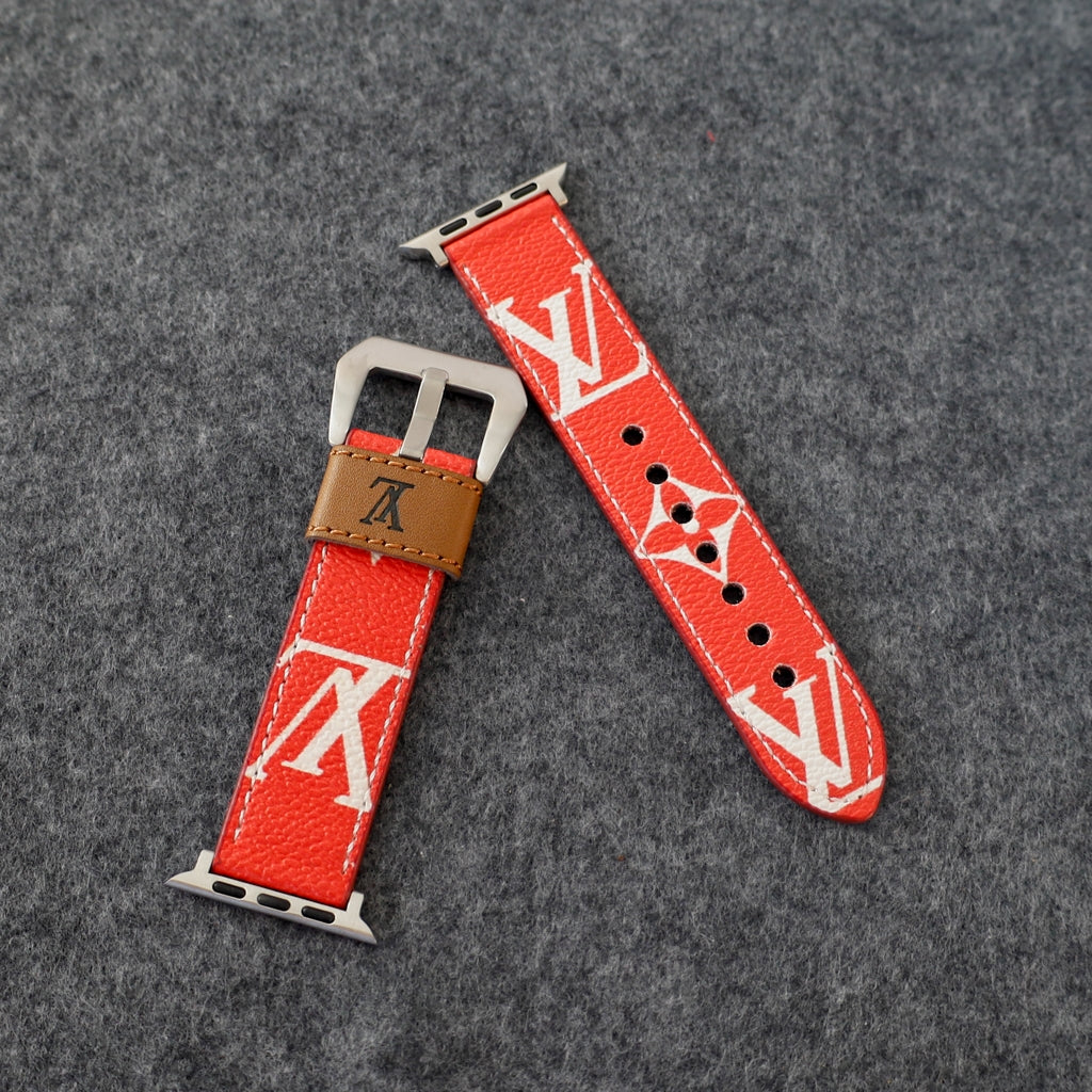 Designer Band Apple Watch Series Red Monogram