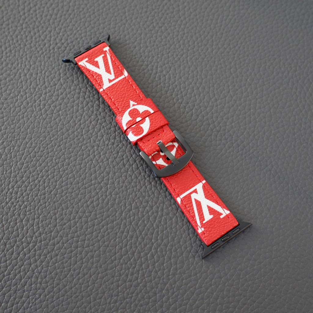 Red Monogram LV Watch Band for Apple Watch