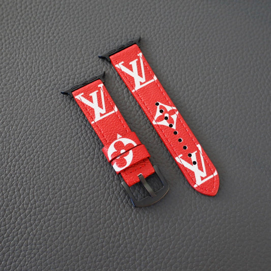 Red Monogram LV Watch Band for Apple Watch