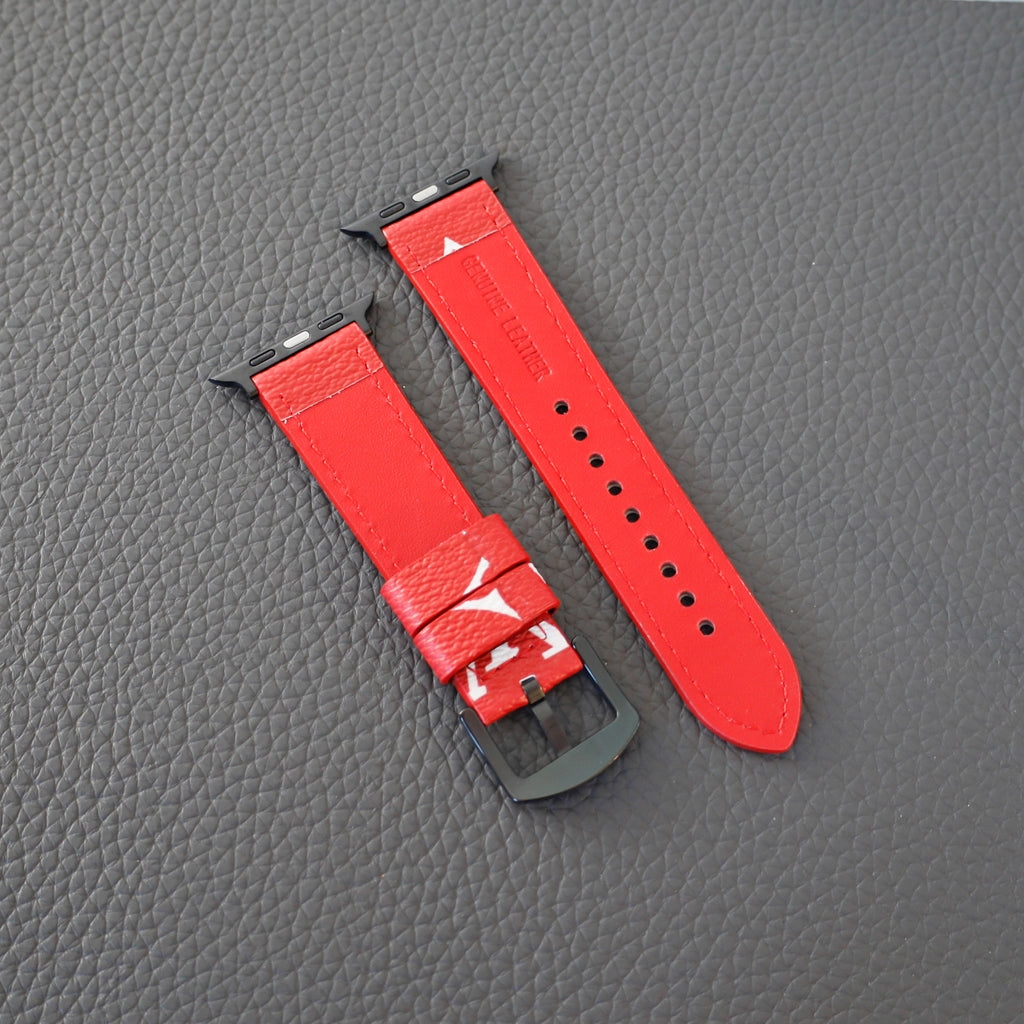 Red Monogram LV Watch Band for Apple Watch