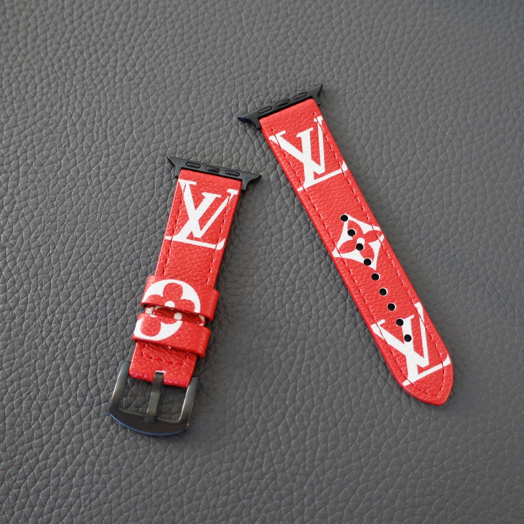Red Monogram LV Watch Band for Apple Watch