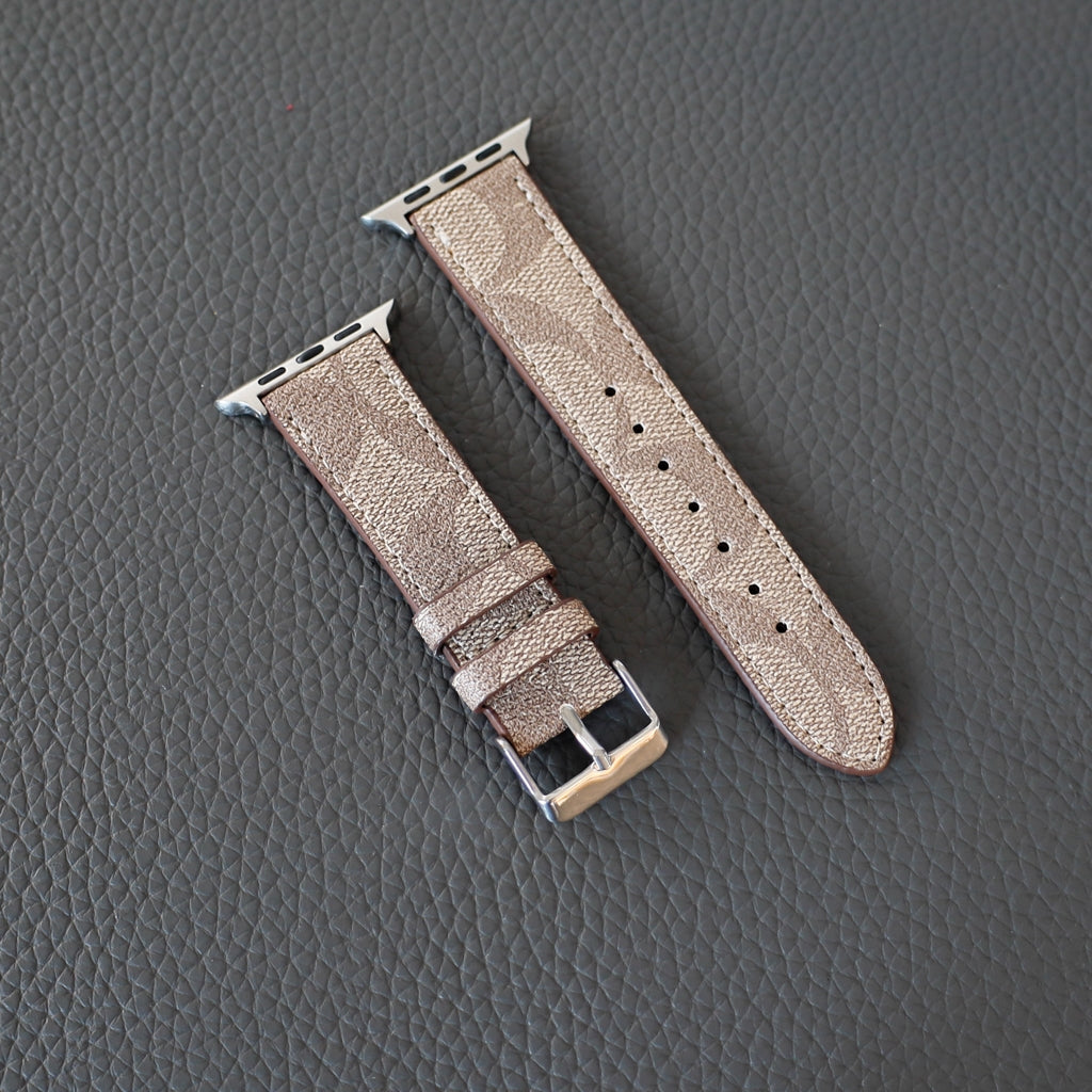 Coach Apple Watch Band Beige Leather