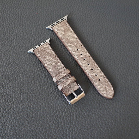 Coach Apple Watch Band Beige Leather