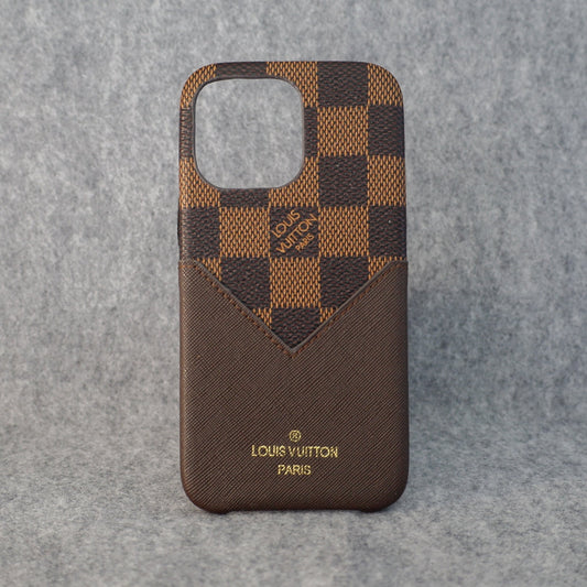 Brown Checkered Phone Case X 11 12 13 14 Pro Max
