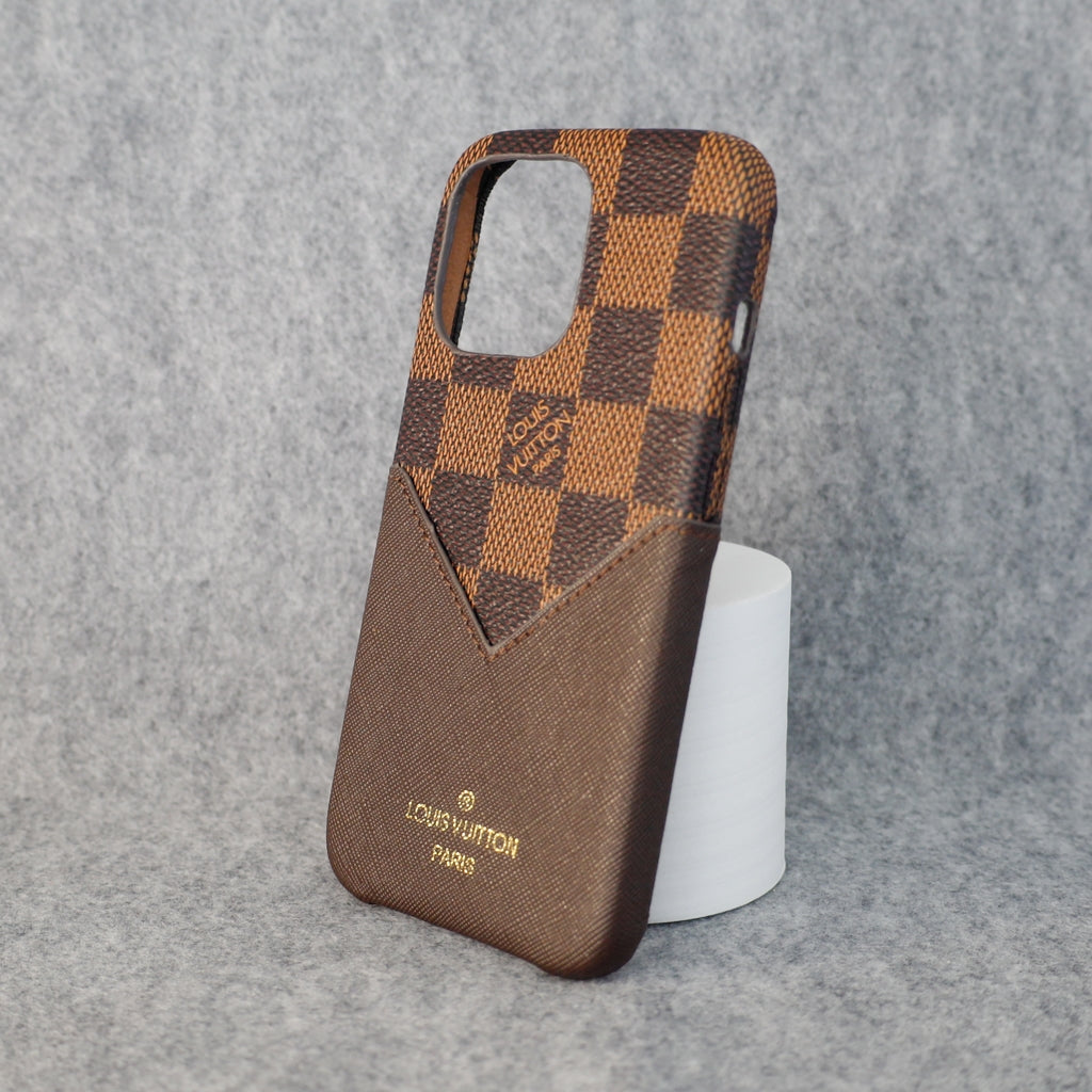 Brown Checkered Phone Case X 11 12 13 14 Pro Max