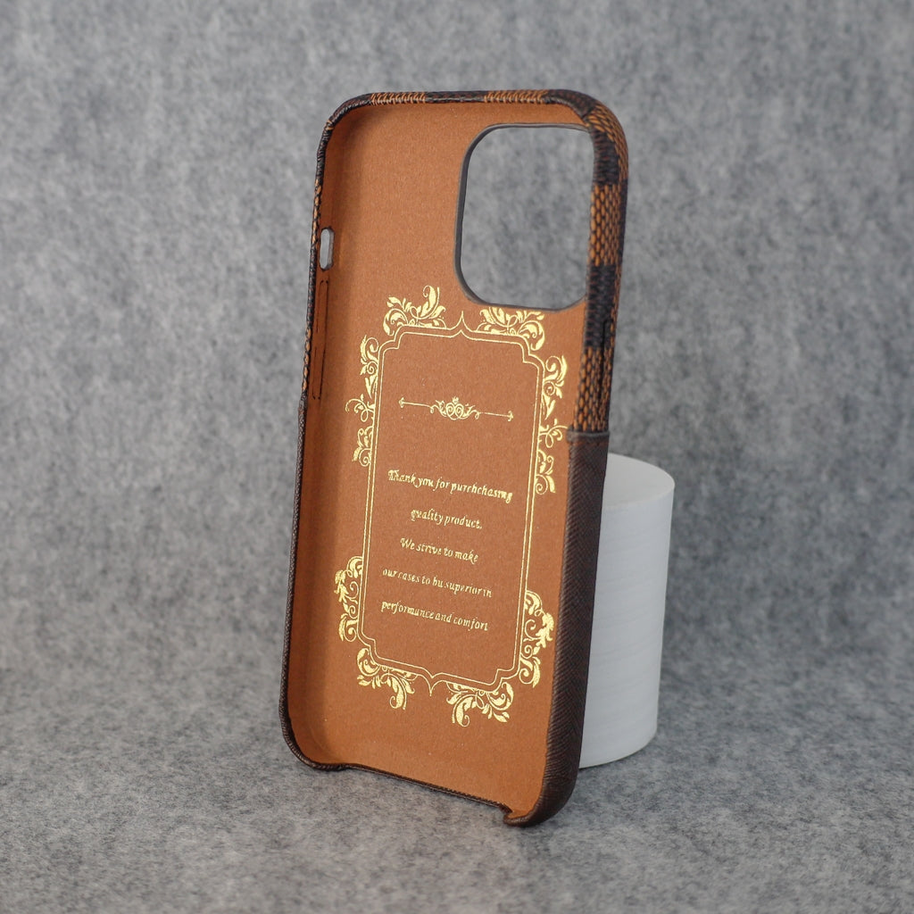 Brown Checkered Phone Case X 11 12 13 14 Pro Max
