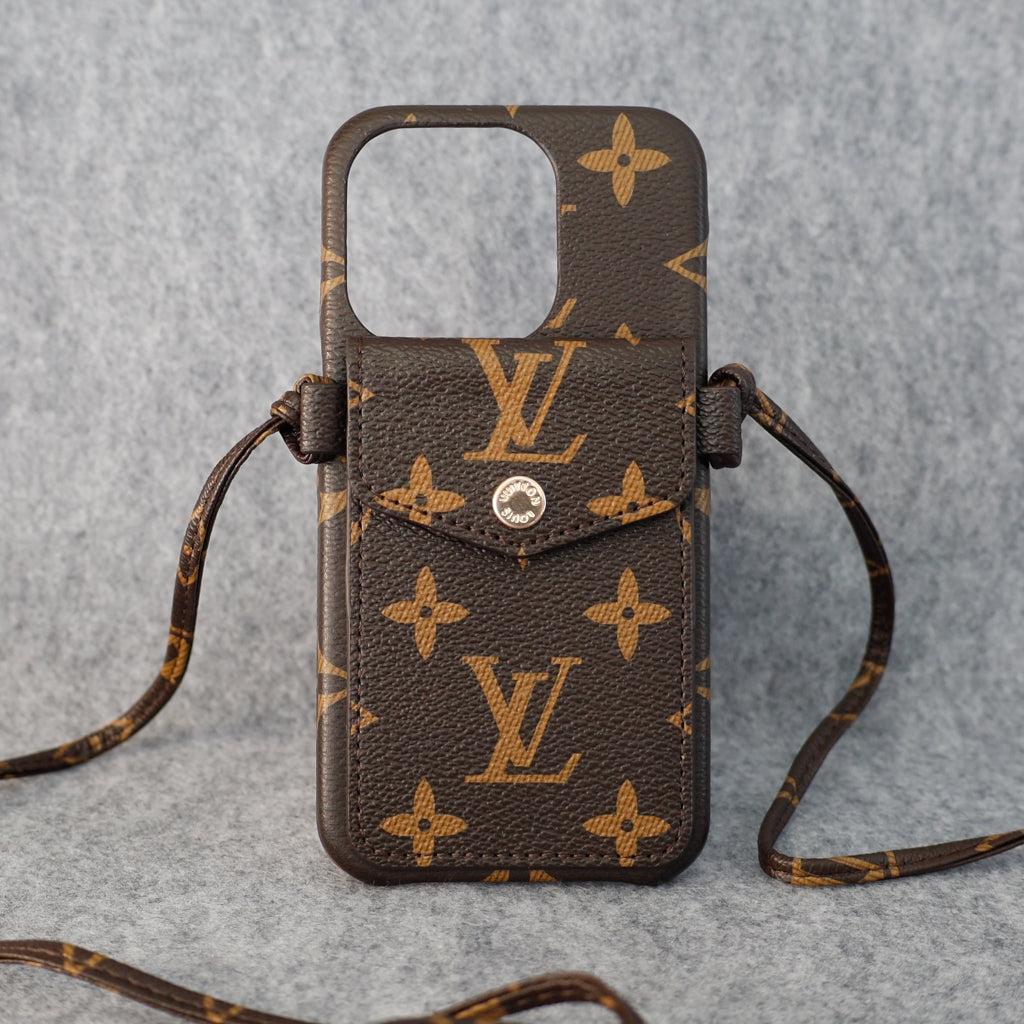 Brown Monogram Design iPhone Case CrossBody Style