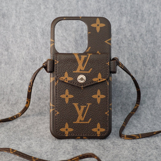 Brown Monogram Design iPhone Case CrossBody Style