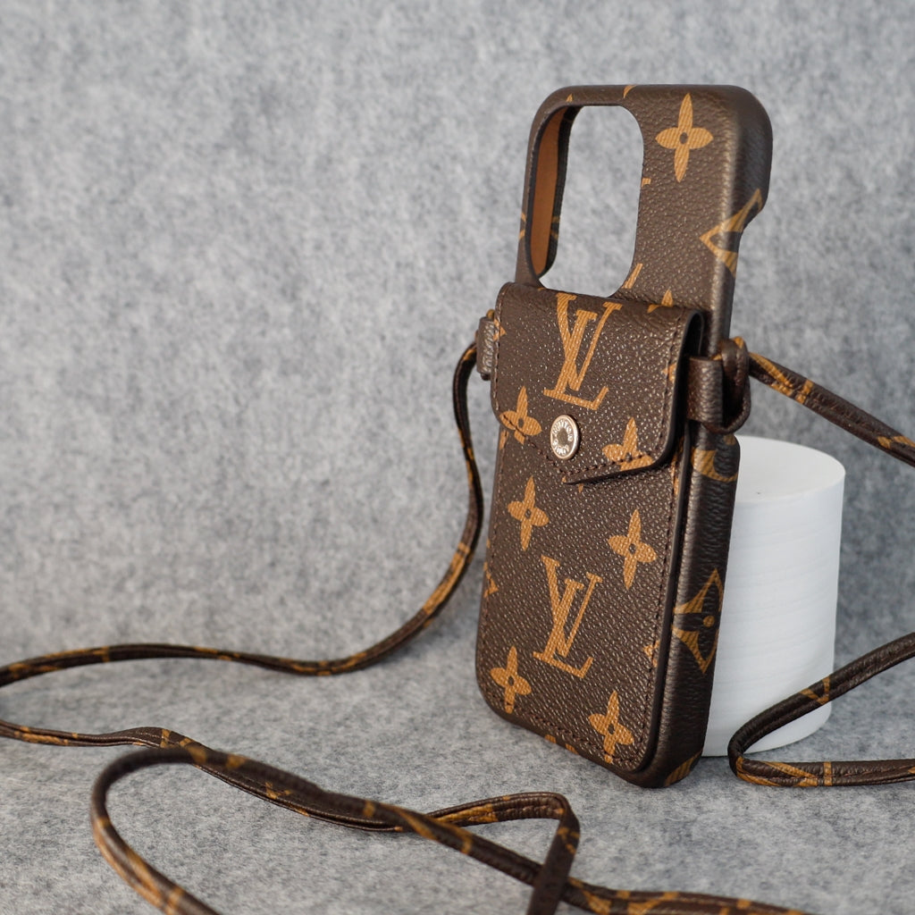Brown Monogram Design iPhone Case CrossBody Style