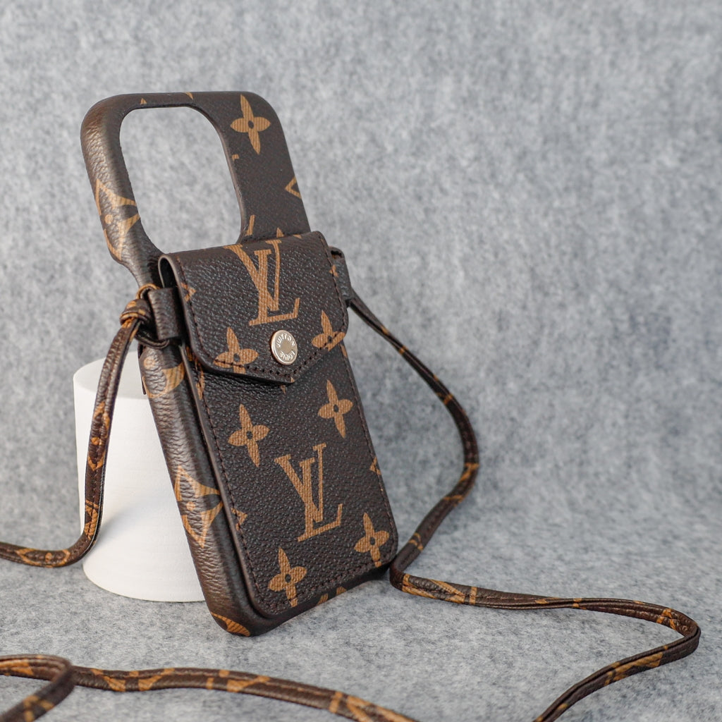 Brown Monogram Design iPhone Case CrossBody Style