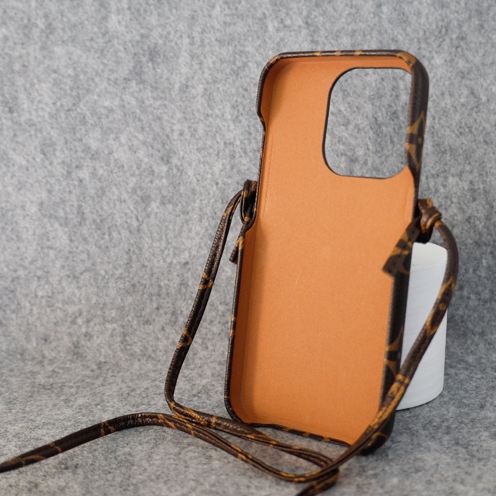 Brown Monogram Design iPhone Case CrossBody Style
