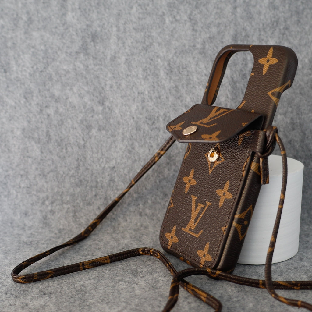 Brown Monogram Design iPhone Case CrossBody Style