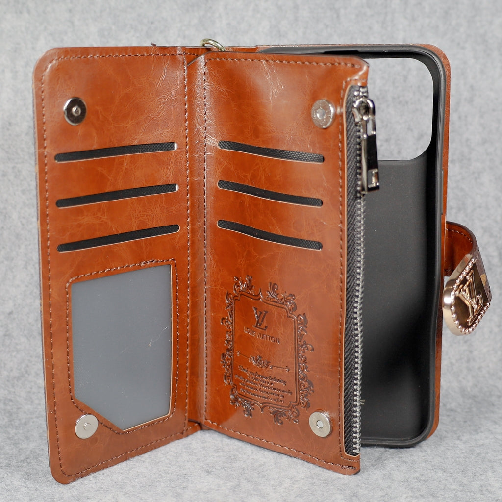 LV iPhone Folio Case with Card Holder and Zipper