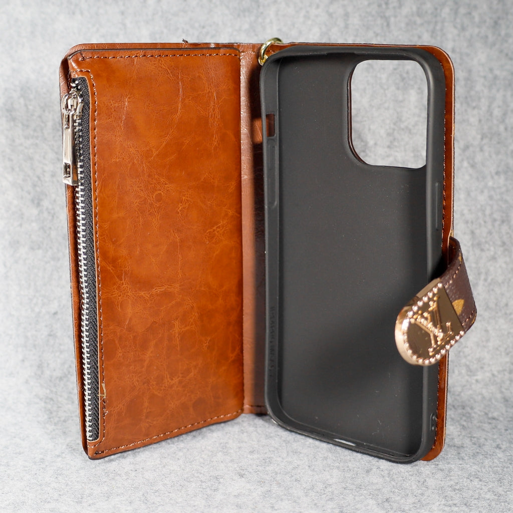 LV iPhone Folio Case with Card Holder and Zipper
