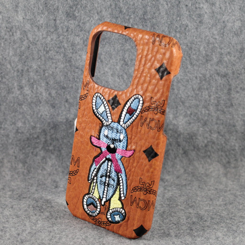 Mc Phone Case Embroidery Rabbit For Iphone 12 13 14 15 Pro Max Plus / 18 Pro / 18 Pro Max