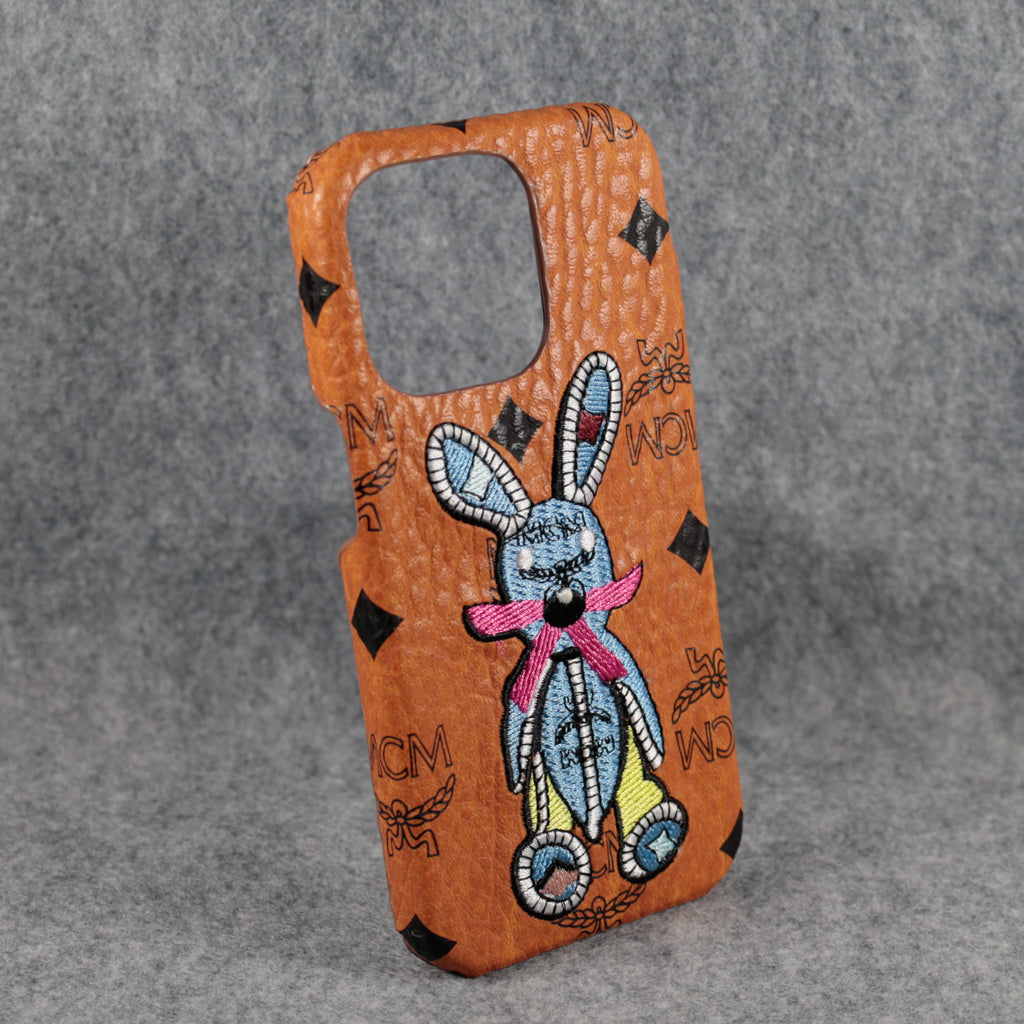 Mc Phone Case Embroidery Rabbit For Iphone 12 13 14 15 Pro Max Plus / 18 Pro / 18 Pro Max