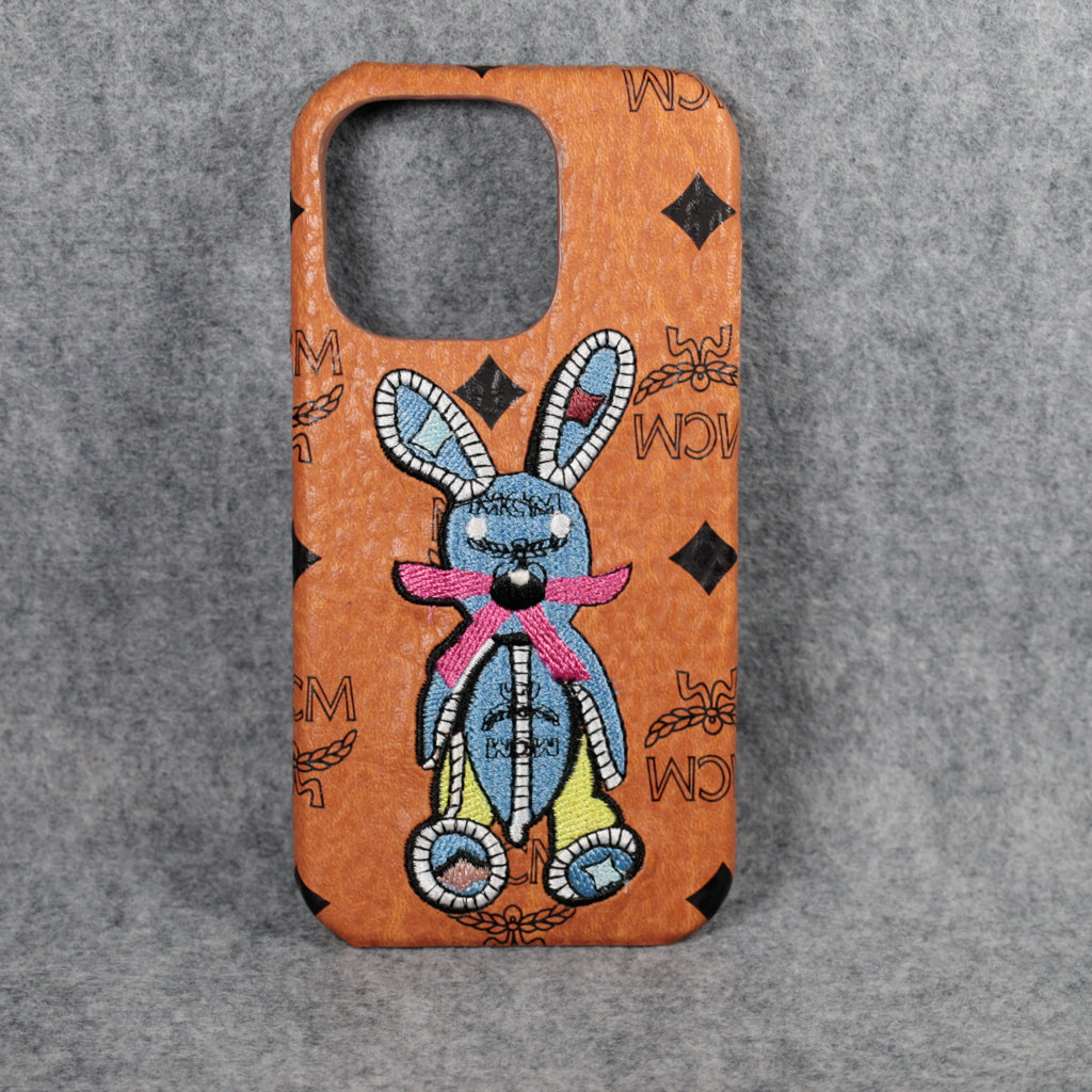Mc Phone Case Embroidery Rabbit For Iphone 12 13 14 15 Pro Max Plus / 18 Pro / 18 Pro Max