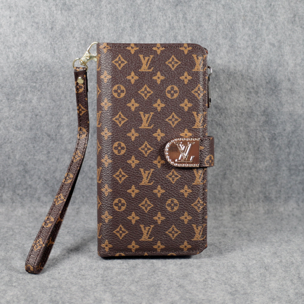 Fashion LV Wallet iPhone Case Zip Kickstand Function for iPhone