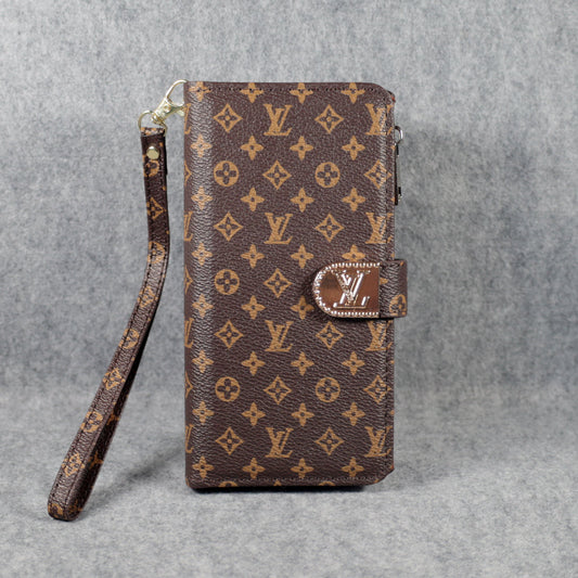 Fashion LV Wallet iPhone Case Zip Kickstand Function for iPhone