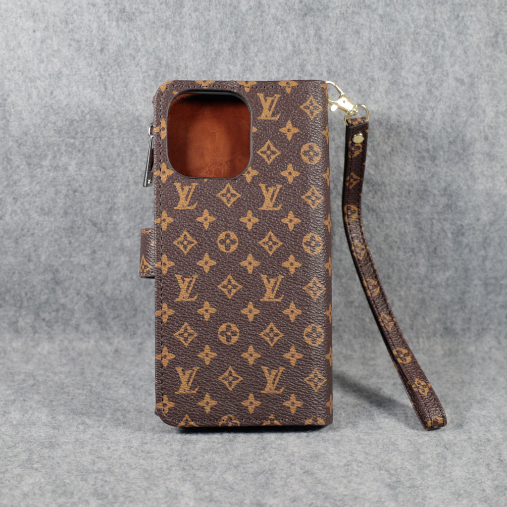Fashion LV Wallet iPhone Case Zip Kickstand Function for iPhone
