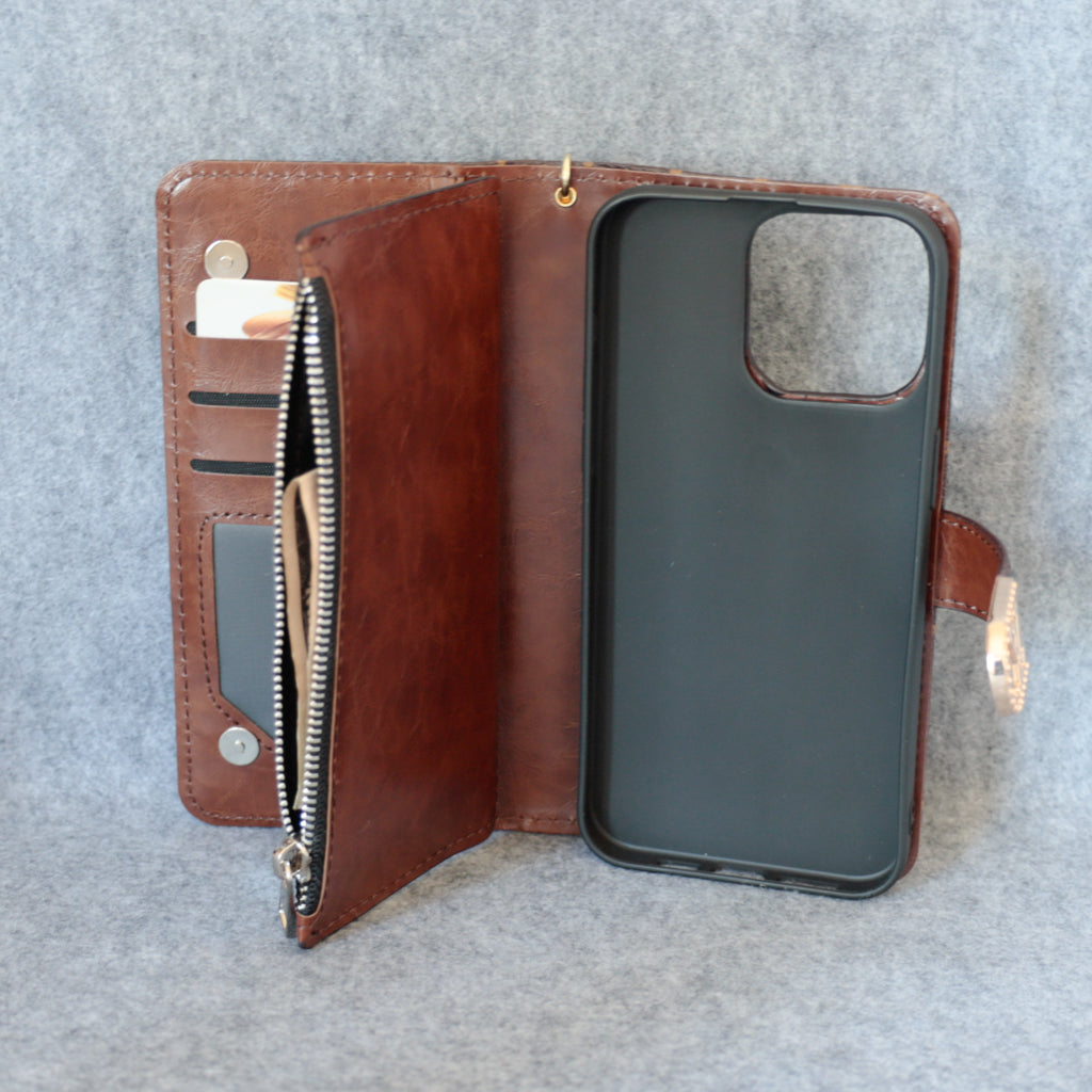Luxury LV Wallet iPhone Case Zip Kickstand Function for iPhone