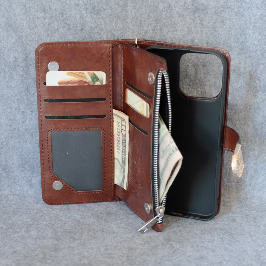 Fashion LV Wallet iPhone Case Zip Kickstand Function for iPhone